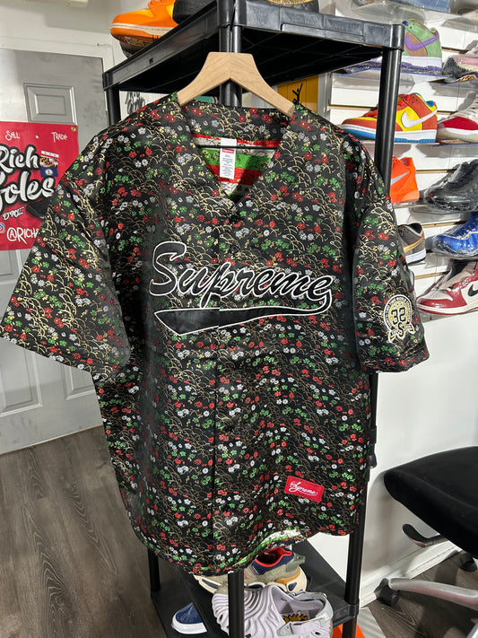 Floral Jacquard Baseball Jersey