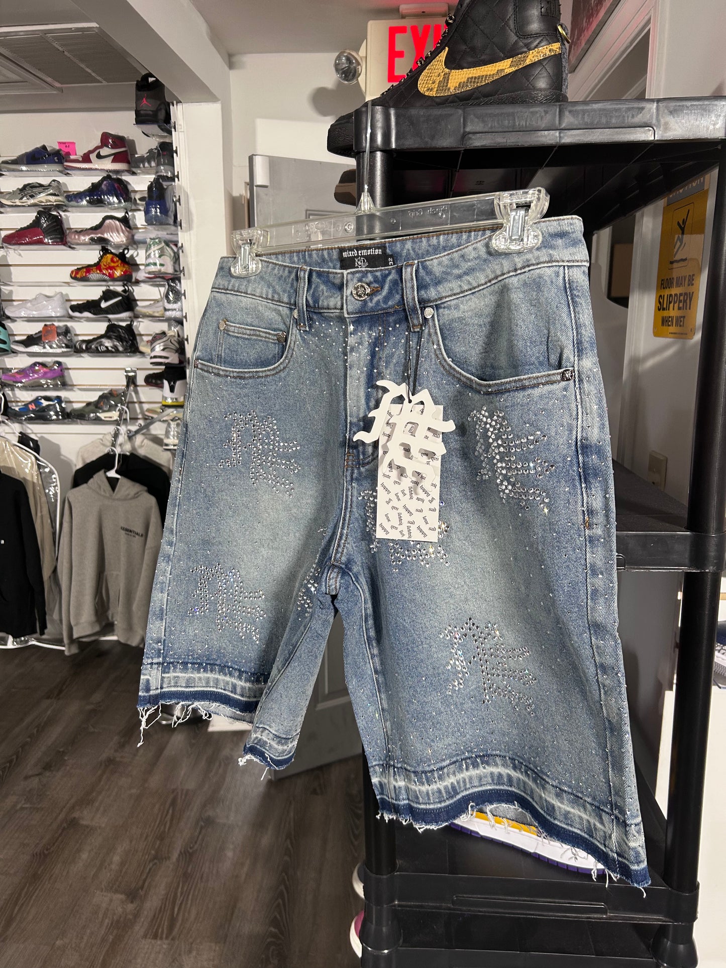 ‘ME’ Rhinestone Denim Shorts