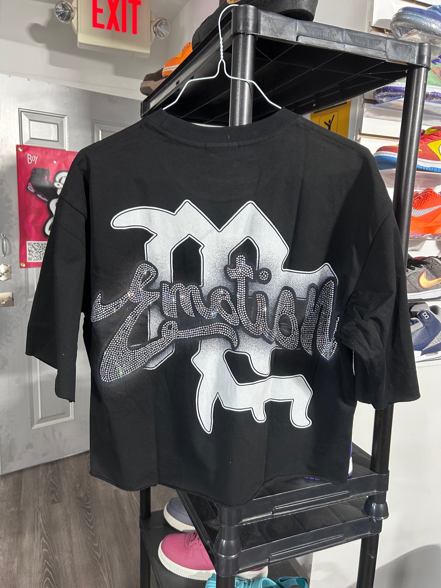 Black “Rhinestone” Cropped Tee
